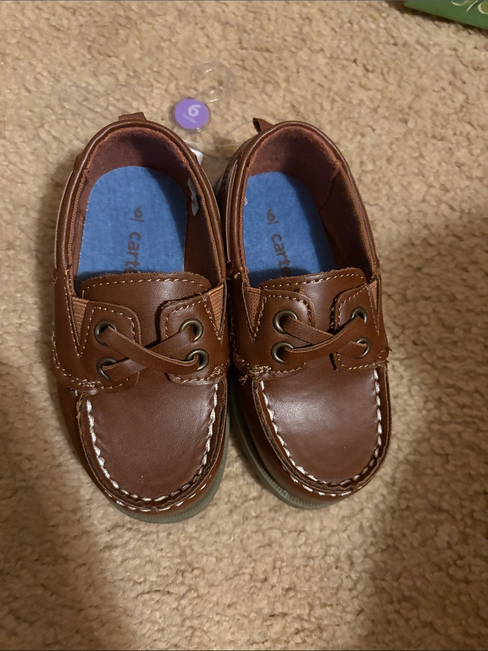 Carter's Toddler Boys' Brown Leather Moccasin Boat Shoes NWT SZ 6